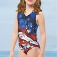 thumbnail image 3 of SEANATIVE Butterfly Kids Girls Swimsuit One Piece Soft Beach Swimwear Size 3-4 T American Flag Toddler Bathing Suit Girl Sleeveless,4 of July, 3 of 7