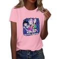 thumbnail image 2 of 2025 Movie Kpop Demon Hunters T-Shirt Summer Tshirts Casual Loose Girls T Shirt Graphic Clothes Fashionable Round Neck Short Sleeve Work Clothes Printed Tops For Summer Tops#Pink M, 2 of 4