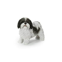 Black and White Standing Shih TZU Garden Statue