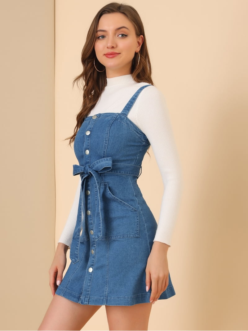 white christmas dresses Denim Dress with Button Down and Tie Waist – Simply Dixie Boutique Medium main image 0