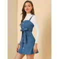 thumbnail image 4 of INSPIRE CHIC Women's Classic Adjustable Strap A-Line Overall Denim Dress, 4 of 6