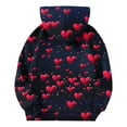 thumbnail image 4 of Hombro Frío Tops Niñas Día de San Valentín Impreso Manga Larga Sudadera con Capucha con Insertos de Hombro, Manga Larga Top, 4 of 6
