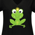 thumbnail image 4 of Inktastic Cute Frog, Green Frog, Crown, Frog Prince Women's Plus Size V-Neck T-Shirt, 4 of 5