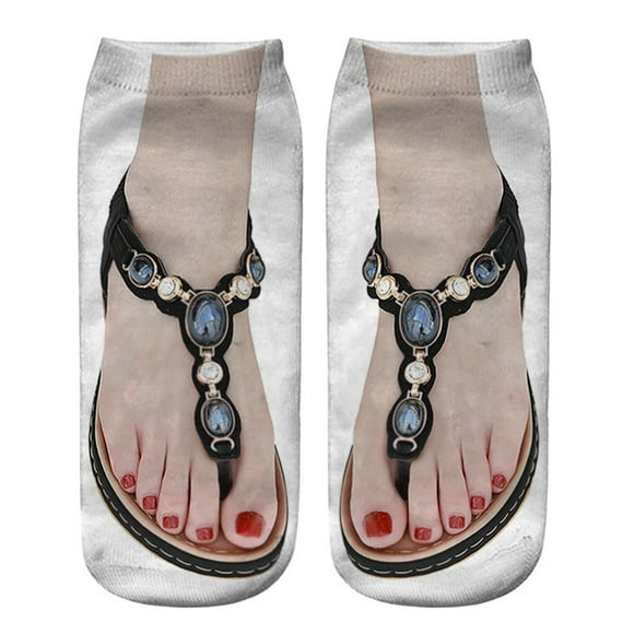 Multi-color Stockings 3D Pattern Manicure Print Socks Funny Hidden Running Socks Women Personalized
