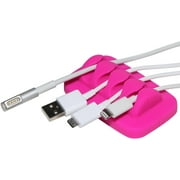 Desktop Cable Organizer, Weighted, Eco-Friendly Silicone, No Bad Smell, Bundled with 4 Reusable Cable Ties (Fuchsia Pink)