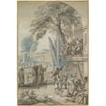 thumbnail image 2 of Jan Erasmus Quellinus 18x24 Black Ornate Framed Double Matted Museum Art Print Titled: Benedict of Nursia Orders the Destruction of the Temple of Apollo at Monte Cassino (Mid-17th-, 2 of 5
