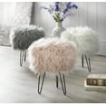 thumbnail image 3 of TMS Patrice 17.5" Round Faux Fur Stool, White, 3 of 5