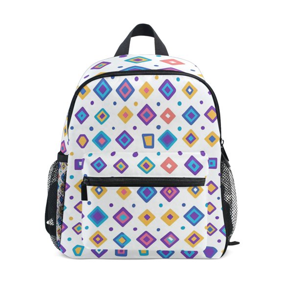 FORMRS School Backpack with Front Zippered Pocket 12" Student Travel Daypack, Purple Retro Shapes
