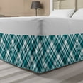 thumbnail image 1 of Plaid Bed Skirt, Tartan Pattern from Checkered Like Layout Classic Striped Squares, Elastic Bedskirt Dust Ruffle Wrap Around for Bedding Decor, 4 Sizes, Petrol Blue and Pale Blue, by Ambesonne, 1 of 2