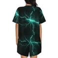 thumbnail image 6 of Fotbe Green Lightning Flash Print Pajama Set for Women 2 Piece Loungewear Short Sleeve Tops and Shorts Set Soft Sleepwear-Small, 6 of 7