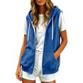 thumbnail image 2 of Sleeveless Hoodie Women Summer Fall Casual Zip Up Jacket Hooded Sweatshirt with Pockets Vest Outerwear, 2 of 7