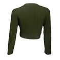 thumbnail image 2 of eVogues Plus Size 3/4 Sleeve Cropped Bolero Shrug Olive Green, 2 of 4