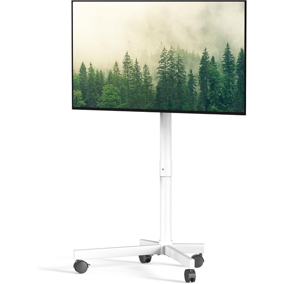 Rolling TV Cart for 23-60 Inch Screens up to 88 lbs Height Adjustable with Locking Wheels White