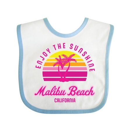 

Inktastic Summer Enjoy the Sunshine Malibu Beach California in Pink Boys or Girls Baby Bib