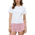 thumbnail image 7 of FAHXNVB Women Ruffled Mini Skirts High Waisted Ruffle Hem Tiered Athletic Skirts Summer Loose Fit Lightweight Tennis Soft Comfort Skirts, 7 of 7