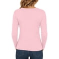 thumbnail image 5 of BRGZLK Womens Long Sleeve Tee Tops Fashion Lightweight V Neck Casual Basic T Shirts Solid Color Soft Breathable Comfortable Slim Fit Thermal Tops Pink L, 5 of 9