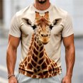 thumbnail image 2 of Men's Fantasy Animal Graphic T-Shirt, Crew Neck Short Sleeve Summer Casual Tee Beige XXXL, 2 of 4