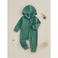 thumbnail image 3 of Suealasg Infant Baby Boys Girls Autumn Clothes Long Sleeve Oblique Zipper Hooded Romper Full Length Jumpsuits Bodysuit 0-18 Months, 3 of 7