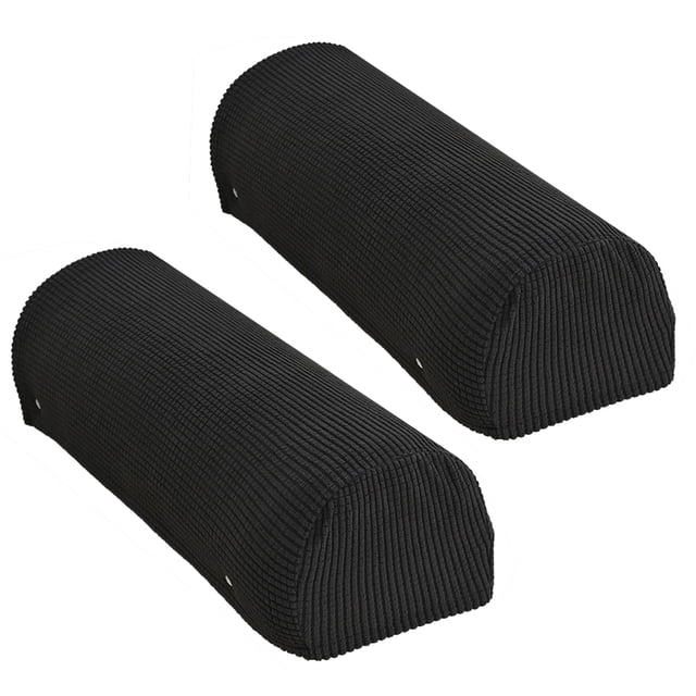 Set of 2 Elastic Polyester Sofa Armrest Covers with 10 Button Nails - Removable, Washable, Anti-Slip Furniture Protectors for All Seasons - Black/Dark Coffee/Dark Grey/Beige/Wine Red Options