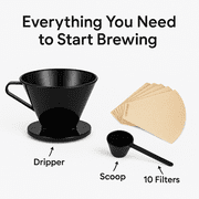 Gourmet Style Single to 2 Cup #2 Cone Style Pour Over Coffee Brewer Dripper, Portable Pour Over Coffee Filter BPA-Free With Included Coffee Scoop Rich Cafe