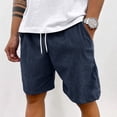 thumbnail image 2 of Cargo Shorts for Men Corduroy Drawstring Elastic Waist Shorts Summer Beach Casual Beach Bermuda Short with Pockets Straight-Leg Outfit,Blue S, 2 of 6
