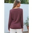 thumbnail image 2 of Womens Casual Long Sleeve Round Neck Shirts Basic Fall and Winter Tops, 2 of 5
