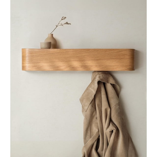 Perchero Kazai Toke de chapa de roble 53x10x7 cm