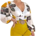 thumbnail image 1 of Blusa de manga larga con cuello en V y manga larga con estampado floral para mujer Fridja  hj4612, 1 of 5
