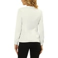 thumbnail image 3 of Allegra K Women's Elegant V-Neck Office Long Sleeves Tops Chiffon Work Shirt, 3 of 5