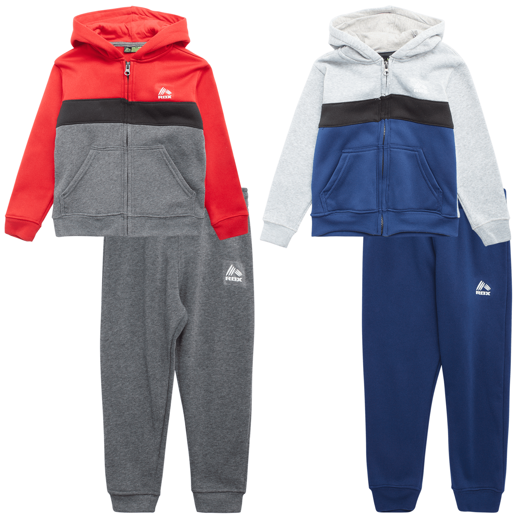 RBX Baby Boys' Jogger Set - 4-Piece Sweatshirt and Sweatpants Playwear Set (Infant/Toddler)