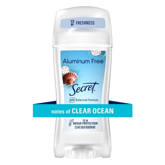 Secret Aluminum Free Clear Solid, Clear Ocean Scent, 68g