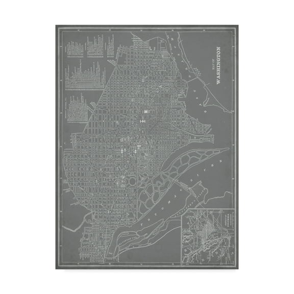 Trademark Fine Art 'City Map of Washington D.C.' Canvas Art by Vision Studio