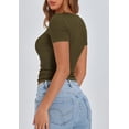 thumbnail image 2 of Camiseta PRETTYGARDEN Henley Ajustada Manga Corta Verde Militar M, 2 of 9