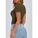 thumbnail image 2 of Camiseta PRETTYGARDEN Henley Ajustada Manga Corta Verde Militar M, 2 of 9