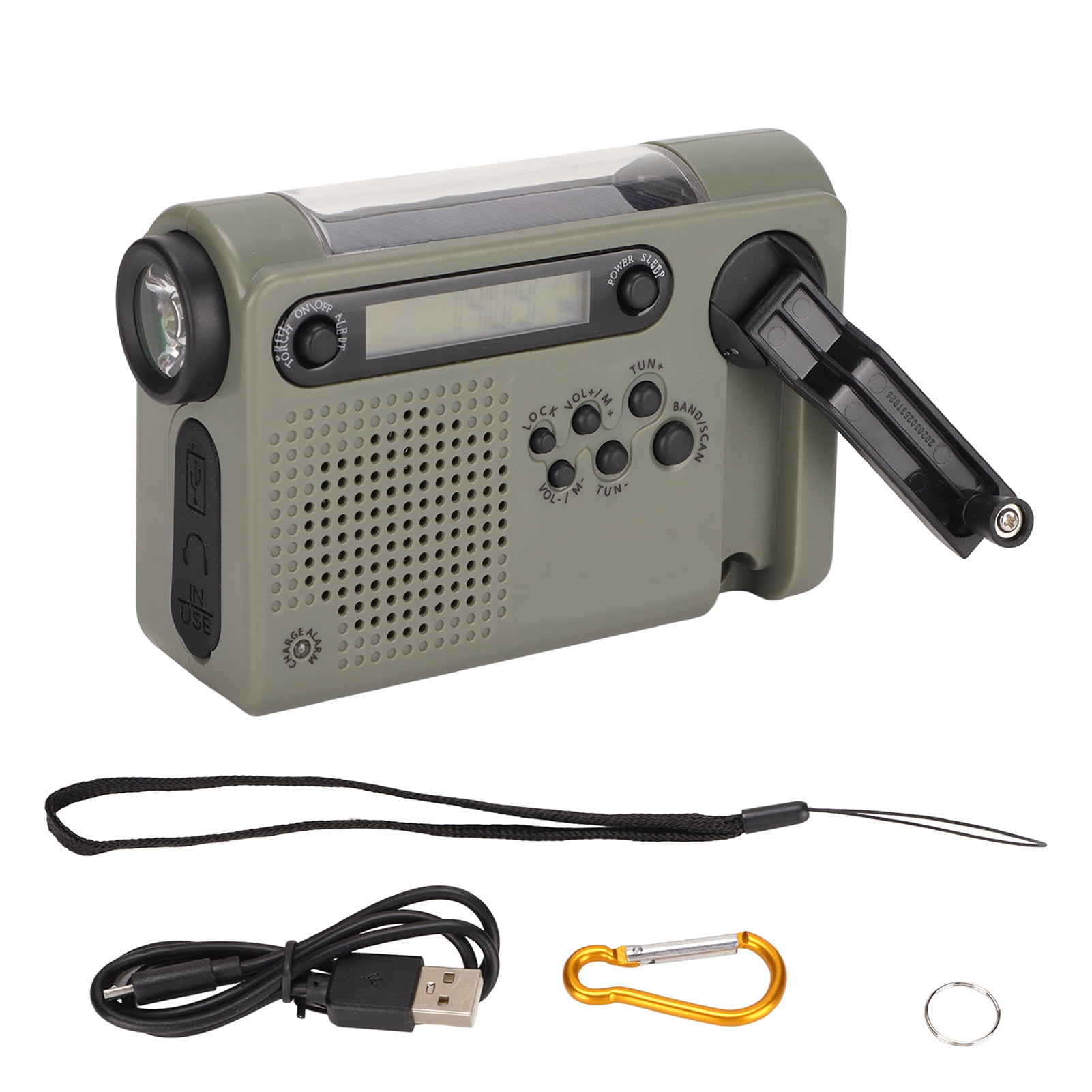 Emergency Radio Portable SOS Alarm Large Memory Capacity FM AM SW Solar Charging Full Band RadioBlack Green