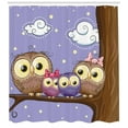 thumbnail image 3 of Ambesonne Bird Shower Curtain, Cartoon Style Owl Family, 69"Wx70"L, Lavender and Brown, 3 of 3