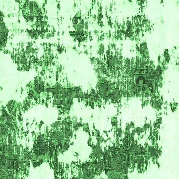 Ahgly Company Indoor Square Abstract Emerald Green Modern Area Rugs, 3' Square