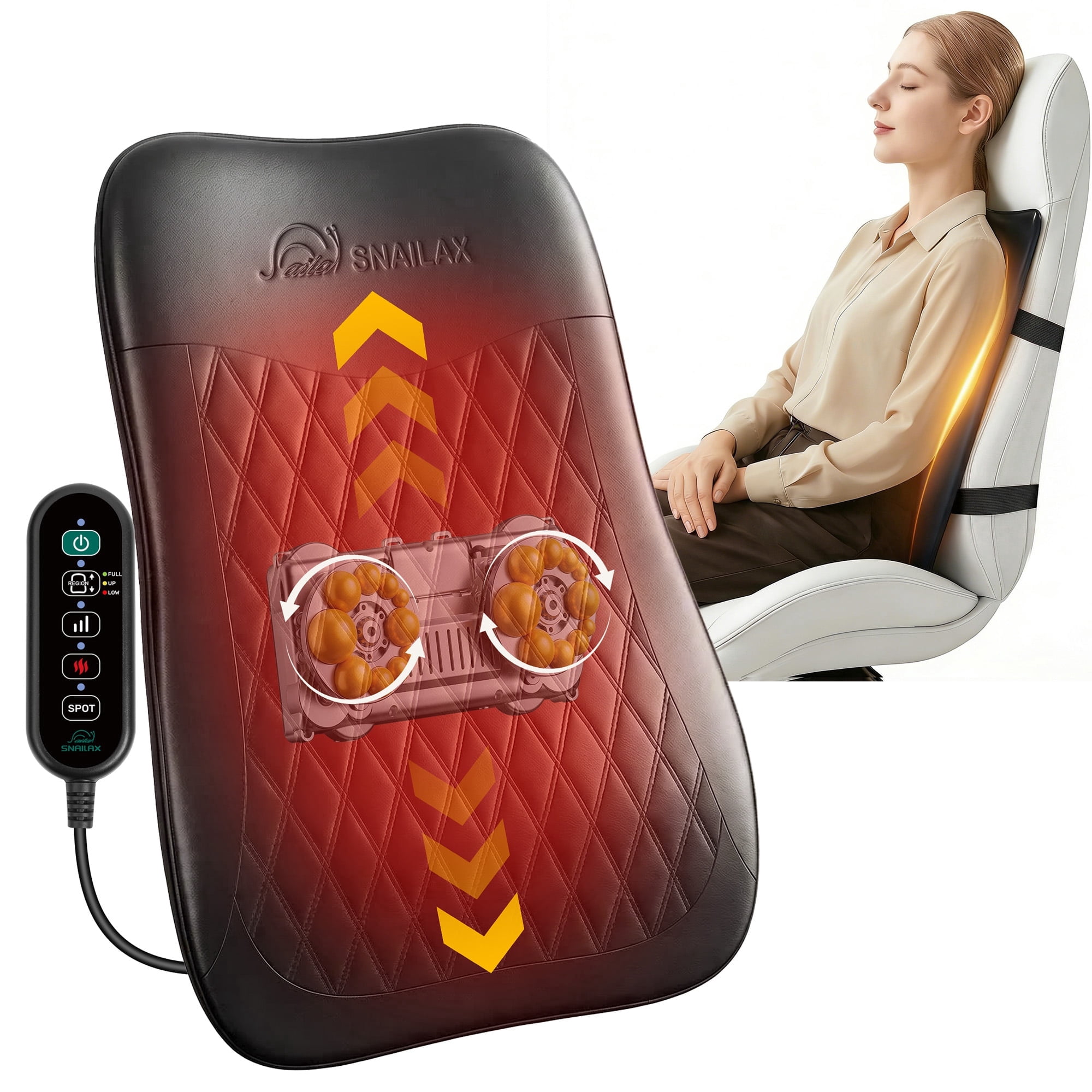 Health Touch Massage Seat Topper with Heat, Vibration Massager, Back, Lumbar and Thigh Relaxation - Walmart.com Health Touch Massage Seat Topper with Heat, Vibration Massager, Back, Lumbar and Thigh Relaxation - Walmart.com