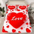 thumbnail image 2 of Homewish Cartoon Heart Print Twin Sheet Sets,Romantic Loves Pattern Twin Fitted Sheet,White Red Flat Sheet For Girl Teens,Breathable Home Decor,3-Piece, 2 of 7
