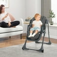 thumbnail image 4 of Gymax Chaise Haute pour Bébé avec 7 Hauteurs et 3 Repose-Pieds, Porte-Gobelet Réglable, 2 Roues, Gris, 4 of 10