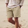 thumbnail image 2 of Mens Casual Cotton Linen Casual Elastic Waist Drawstring Lightweight Summer Beach Vacation Yoga Golf Shorts with Pockets Khaki 2Xl, 2 of 7