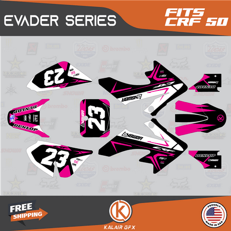 Kalair GFX Graphics Kit for Honda CRF50 (2004-2012) Evader Series Kalair GFX Graphics Kit for Honda CRF50 (2004-2012) Evader Series