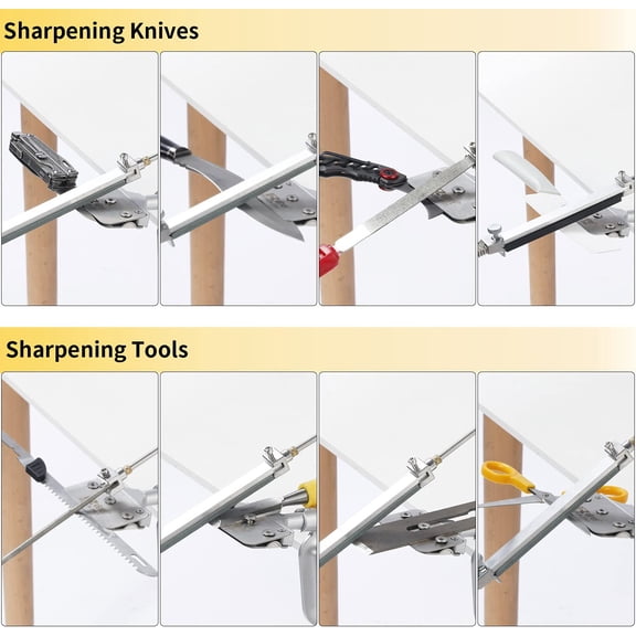 Knife Sharpening Kit with 360 Rotation Fixed-Angle System, 10 Whetstones & 6 Diamond Stones for Kitchen Chef Knives
