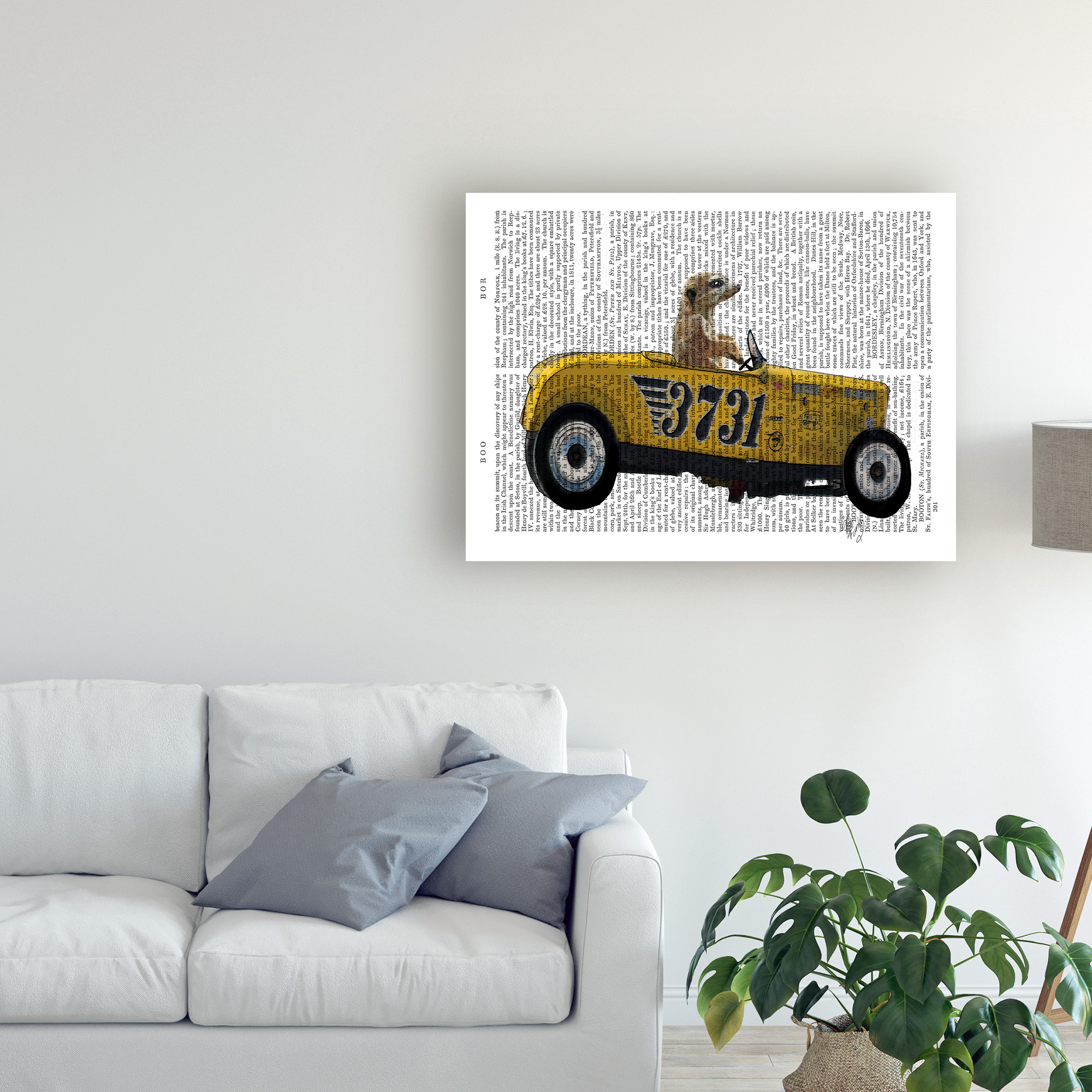 Trademark Fine Art 'Meerkat In Hot Rod' Canvas Art by Fab Funky