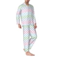 thumbnail image 2 of Pofeuu Colorful Checkerboard Print Men's Long Sleeve Pajama Set Pijamas Para Hombres Pijamas Para Hombres Mens Pajamas Set-Small, 2 of 7