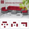 thumbnail image 4 of SUNCROWN Outdoor Patio Furniture Set 7 Piece Outdoor Sectional Sofa Grey Wicker Conversation Sofa Set with Coffee Table and Cushions,Red, 4 of 15