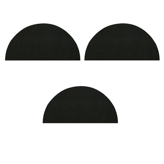 Furnish My Place Modern Indoor/Outdoor Commercial Solid Black Rug, Modern Area Rug, Baby Nursery Mat, Pet-Friendly Carpet for Living Room, Playroom, Made in USA, 18" x 36" Half Round - Set of 3