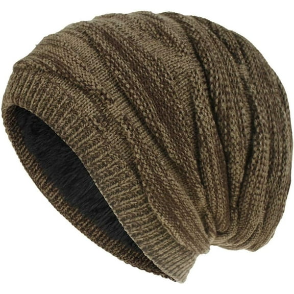 CoCoMangos Womens Mens Winter Fleece Lined Corchet Knit Beanie Hats Chunky Warm Skull Stocking Caps Slouchy Windproof Ski Hats