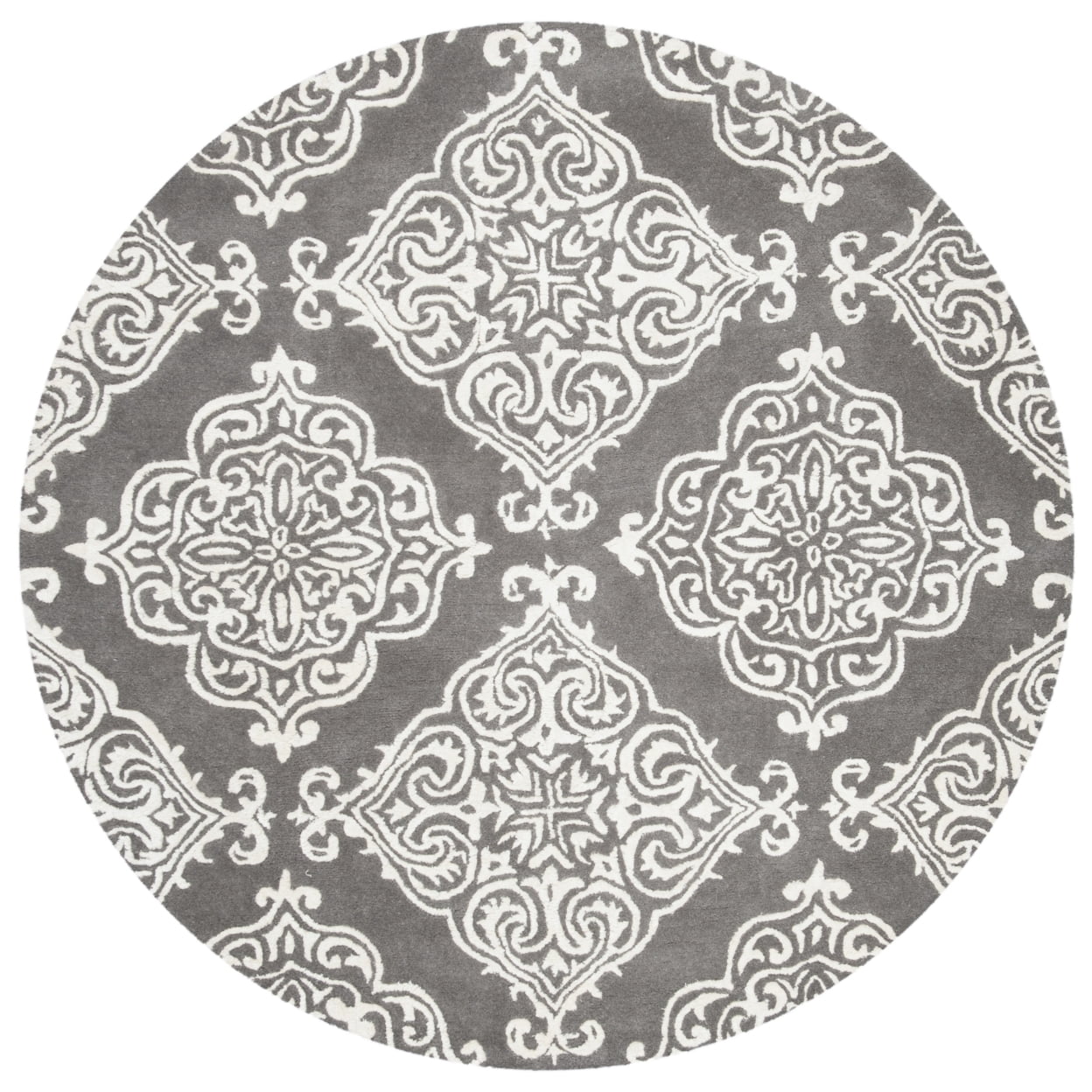 SAFAVIEH Glamour Georgene Damask Area Rug, Dark Grey/Ivory, 4' x 6'