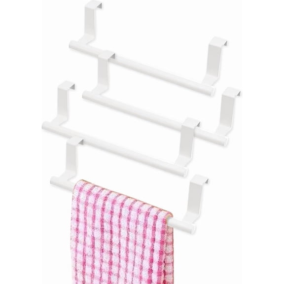 4PCS Cabinet Door Towel Bar, 9 Inch Long Dishwashing Towel Rack, Stainless Steel Towel Holder, Over The Door Hand Towel Hanger for Kitchen Bathroom Cupboard